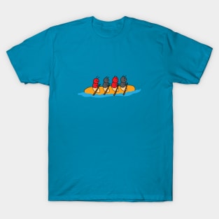 funny cute ants ride a long bread kayak boat T-Shirt